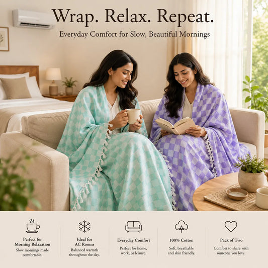 Pack of 2 Premium 3D Bhagalpuri Dull Chadar - Super Soft & Extra Long Blanket|Cozy & Lightweight | 100*54 In