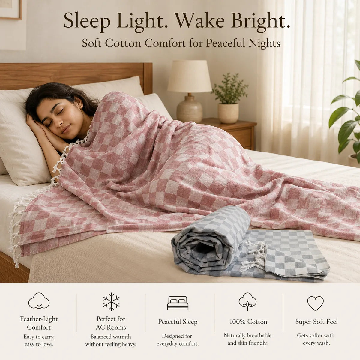 Pack of 2 3D Multicolor Cotton Queen Size Bhagalpuri Dull Blanket | 100*54 In