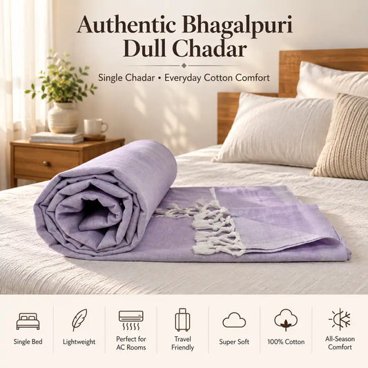 Bhagalpuri Dull Chadar | 100% Cotton AC Blanket for Single Bed | Lightweight & Soft | 90*50 In
