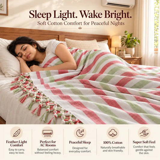 Bhagalpuri Dull Chadar | 100% Cotton AC Blanket for Single Bed | Lightweight & Soft | 90*50 In