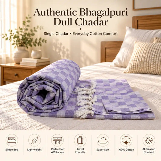 3D Bhagalpuri Dull Chadar | 100% Cotton AC Blanket for Single Bed | Lightweight & Soft | 90*50 In