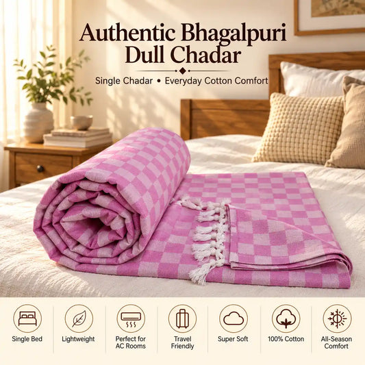 3D Bhagalpuri Dull Chadar | 100% Cotton AC Blanket for Single Bed | Lightweight & Soft | 90*50 In
