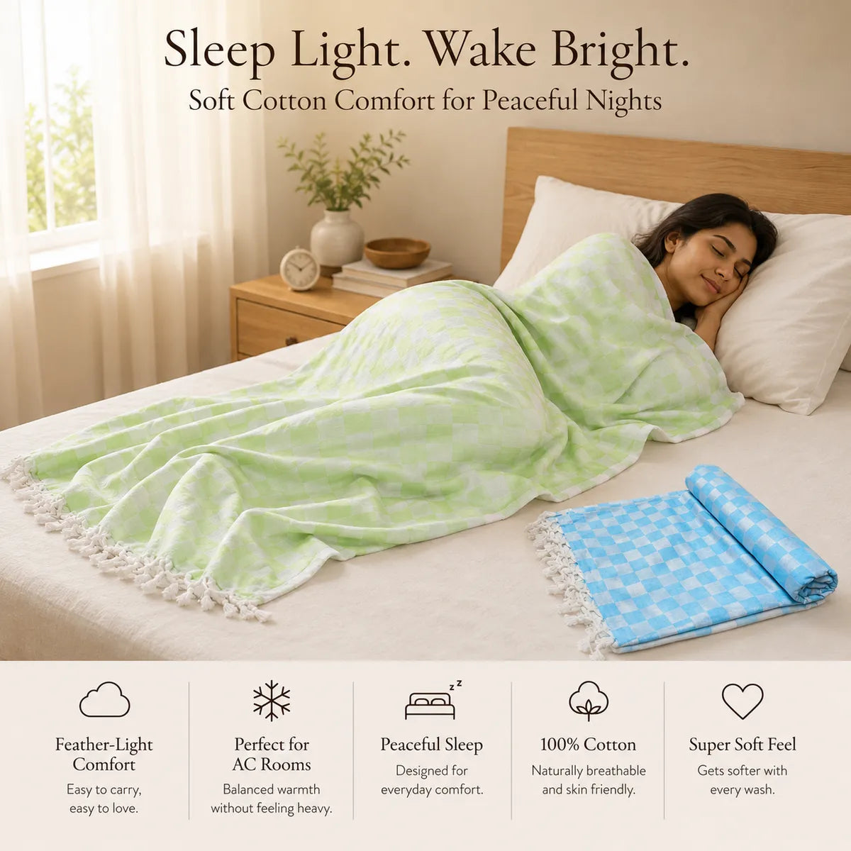 Pack of 2 Premium 3D Bhagalpuri Dull Chadar - Super Soft & Extra Long Blanket | 100*54 In