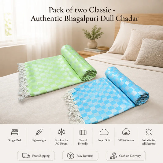 Pack of 2 Premium 3D Bhagalpuri Dull Chadar - Super Soft & Extra Long Blanket | 100*54 In