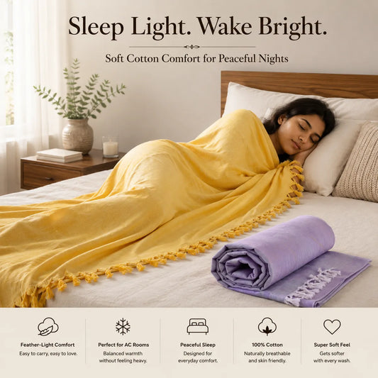 Pack of 2 Multicolour Cotton Queen Size Bhagalpuri Dull All Season Blanket | 90*52 In